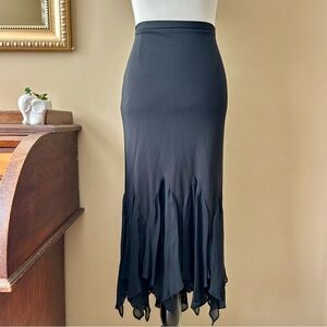 Vintage 90s Joseph Ribkoff Black Midi Skirt Whimsigoth Asymmetrical Godet Hem 8